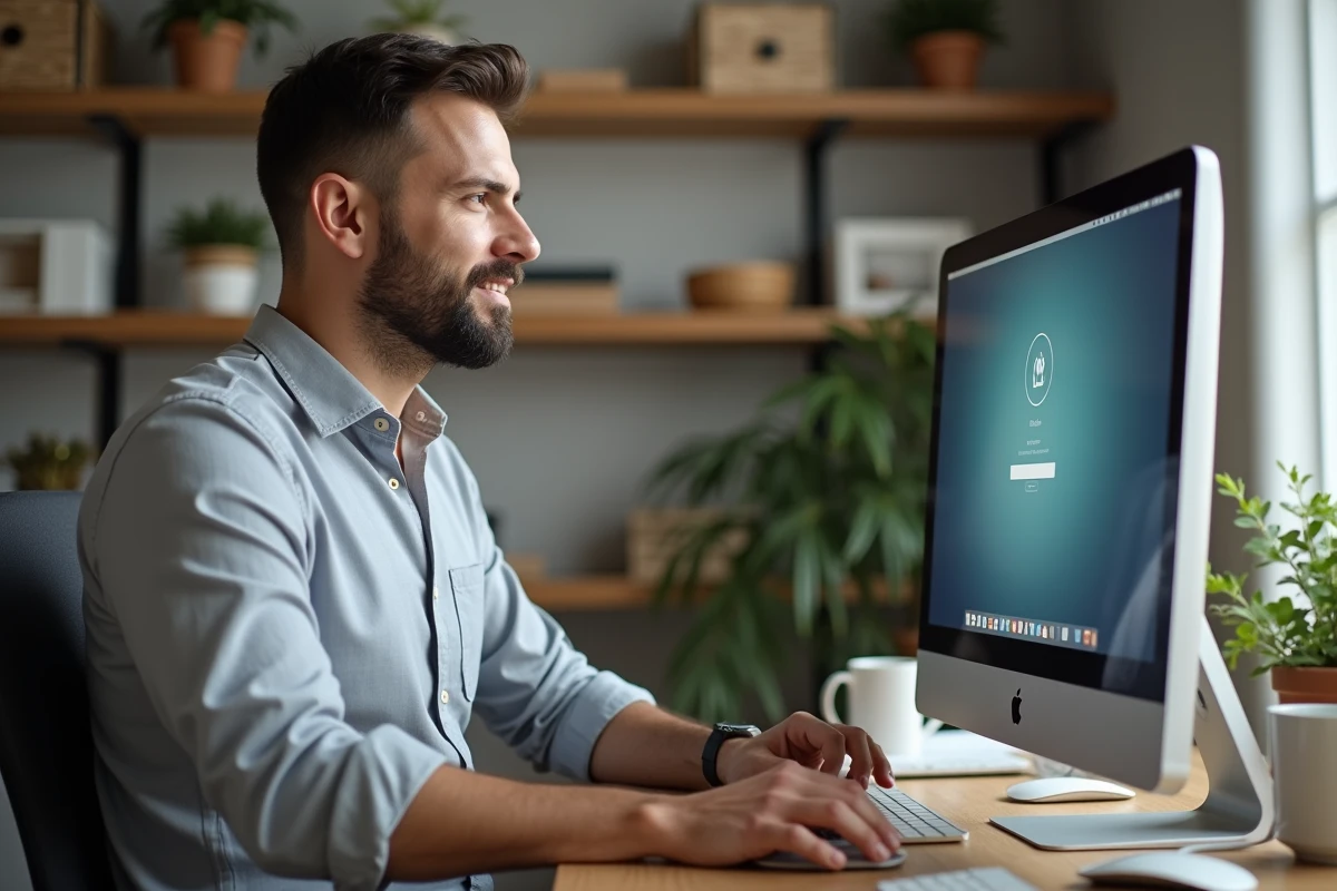 Agent immobilier Laforêt se connectant à l'extranet Bluemind depuis son bureau à domicile